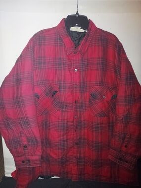 Red & Black Plaid Button-Up Shirt Jacket
